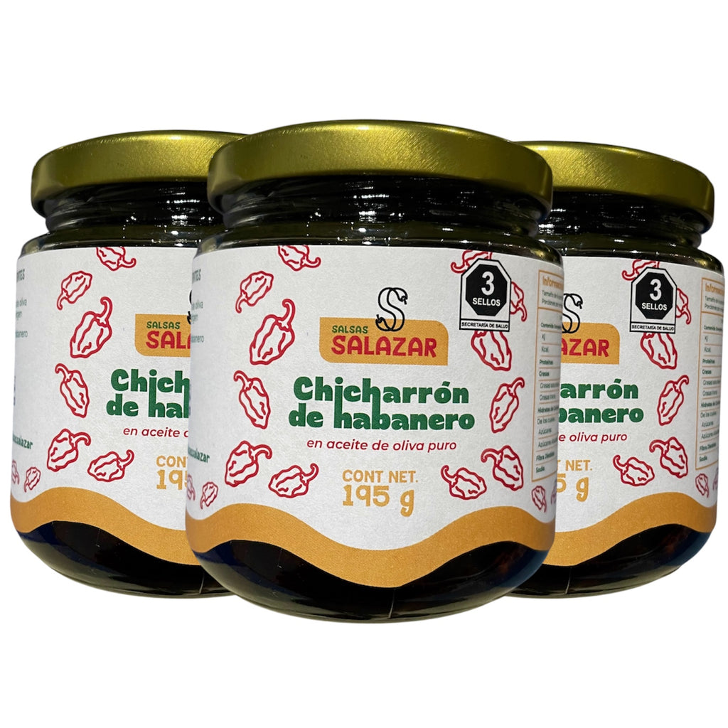3 pack Chicharrón de Habanero en Aceite de Oliva