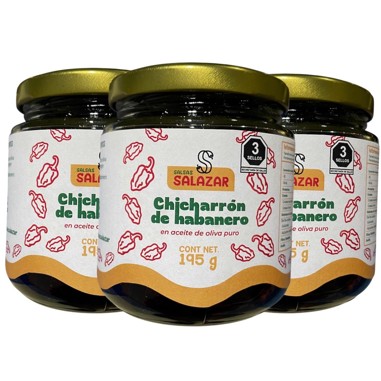3 pack Chicharrón de Habanero en Aceite de Oliva