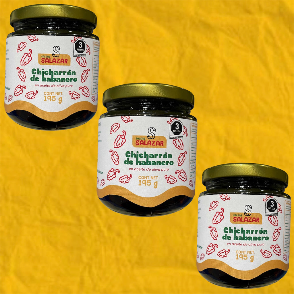 3 pack Chicharrón de Habanero en Aceite de Oliva